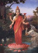 Raja Ravi Varma Goddess Lakshmi oil on canvas